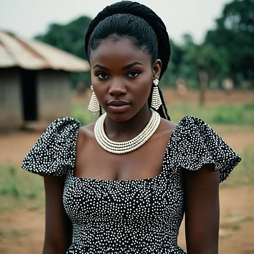 African Woman in Nigerian Dress with Jewelry