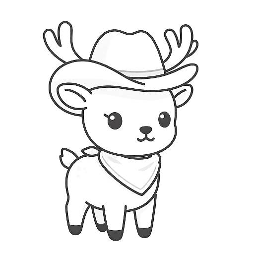 Whimsical Pastel Cartoon Deer