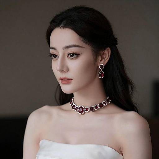 Dramatic Profile Portrait with Red Choker