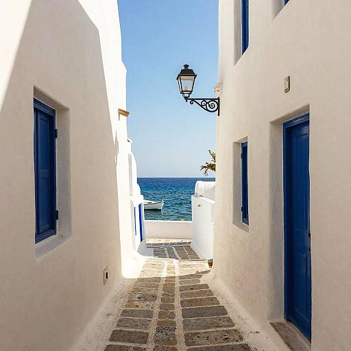 Sunlit Greek Island Alleyway