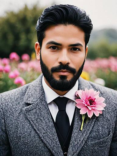 Groom in Nikah Attire with Pink Flower