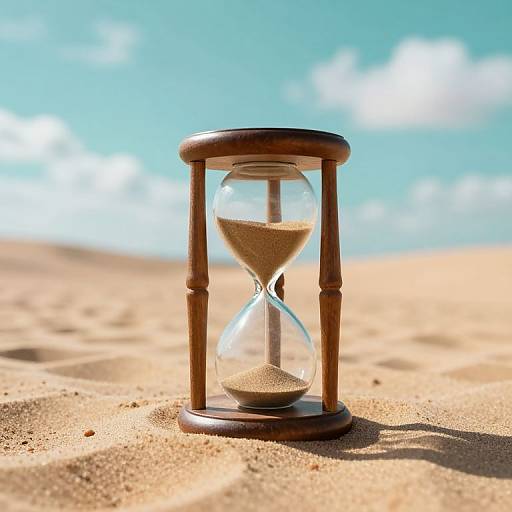 Hourglass on Sandy Dunes at Dusk