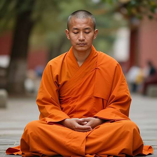 Photorealistic Meditating Buddhist Monk