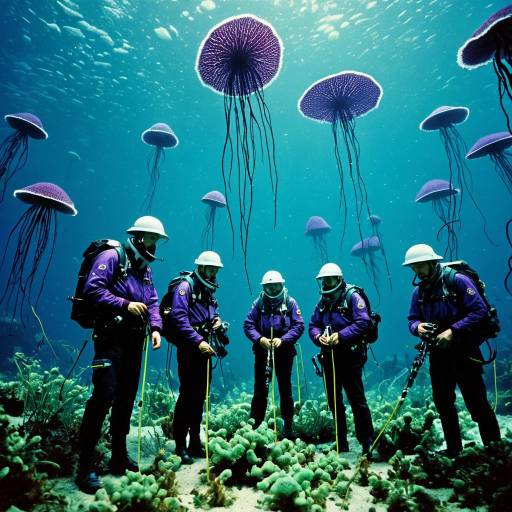 Underwater Marine Ecologists with Jellyfish Underwater Marine Ecologists with Jellyfish