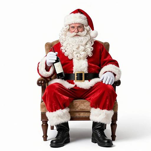 Santa Claus Relaxing with Wine