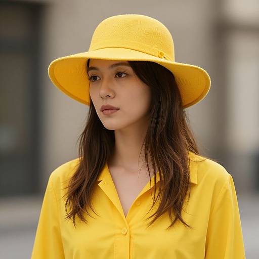 Woman in Yellow Hat and Jacket