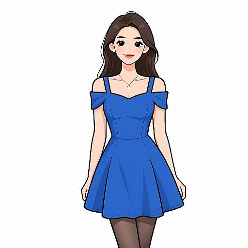 Smiling Woman in Royal Blue Dress