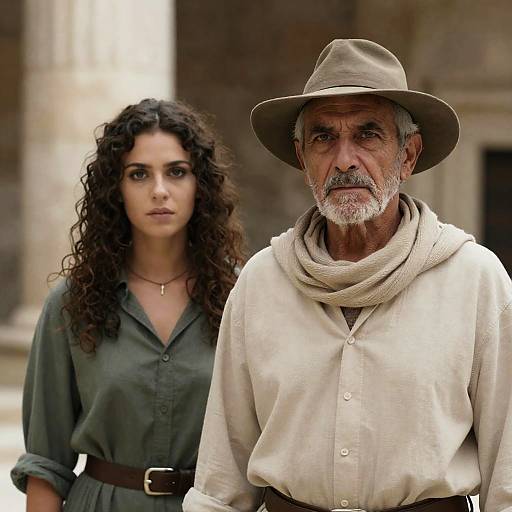 Serious Portrait in Ancient Stone Setting