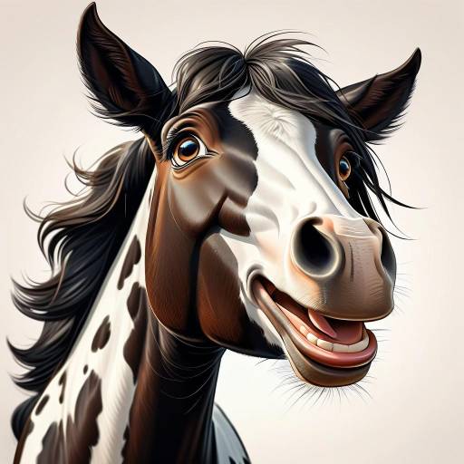 Joyful Cartoon Friesian Horse Illustration