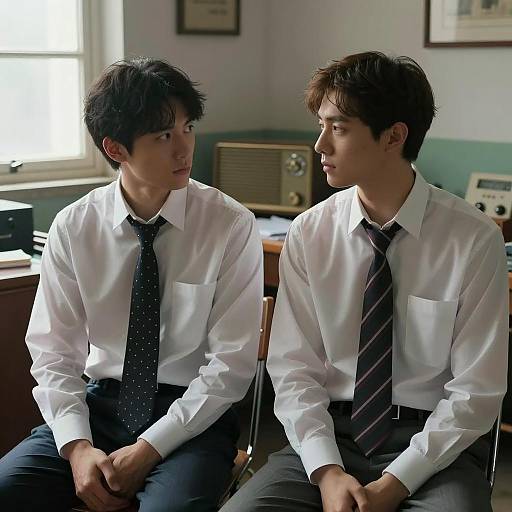 Serious Men in a Dimly Lit Room