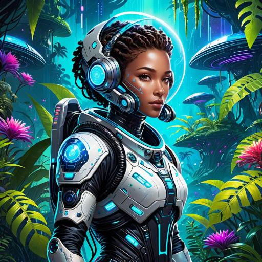 Cybernetic Explorer in Alien Jungle Cybernetic Explorer in Alien Jungle