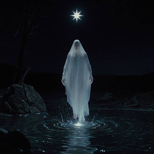 Eerie Ghost Over Shining River