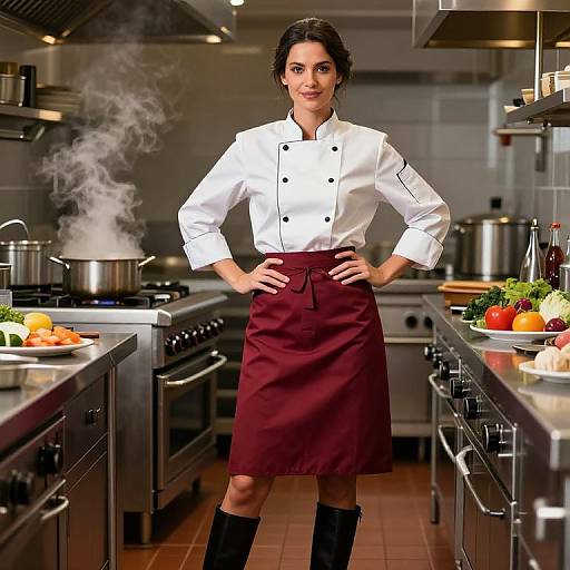 Confident Female Chef in Modern Kitchen