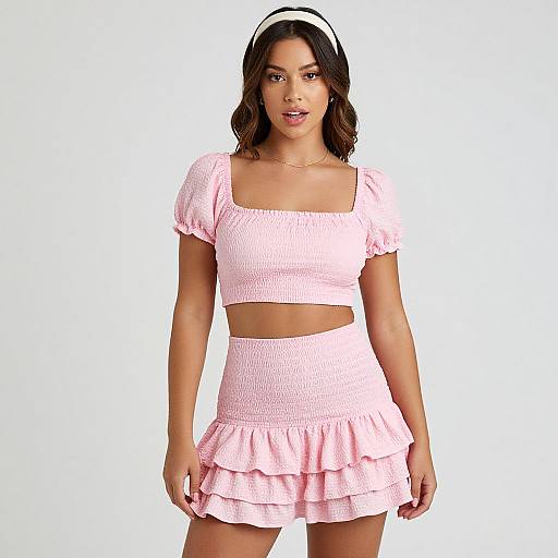 Playful Feminine Pink Two-Piece Set