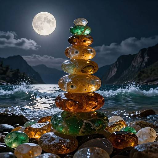 Moonlight on Vibrant Translucent Stones
