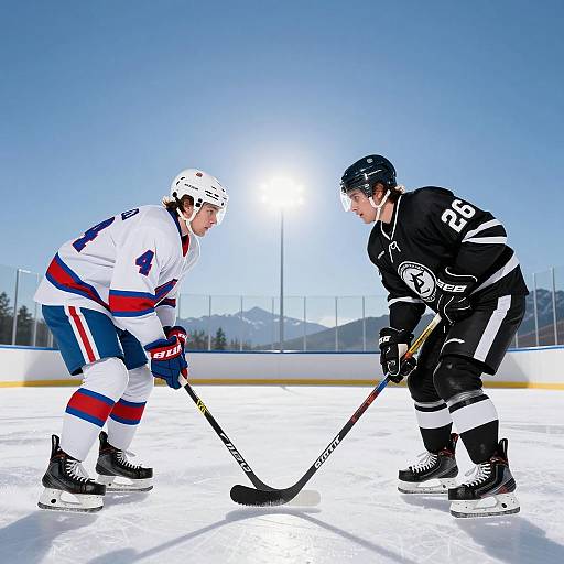 Intense Face-off Between Hockey Players