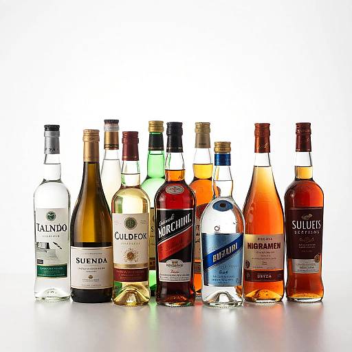 Colorful Liquor Bottles in Row