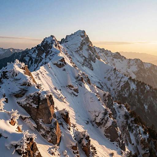 Dawn over Frost-Covered Mountain Peaks