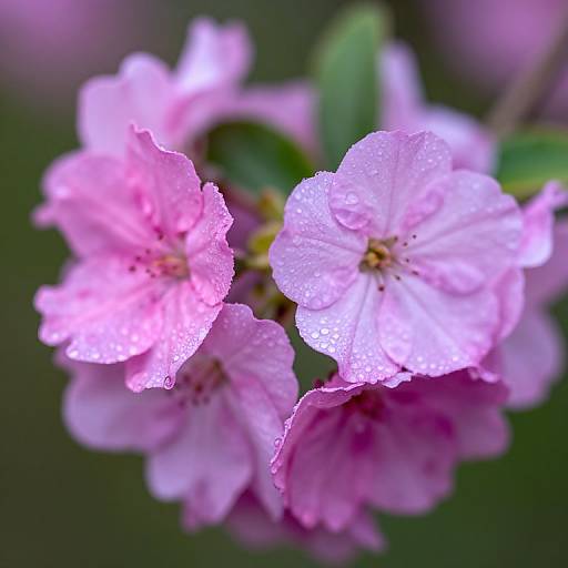Macro Shot of Dew-Covered Flowers