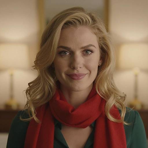 Cheerful Blonde in Warm Indoor Light