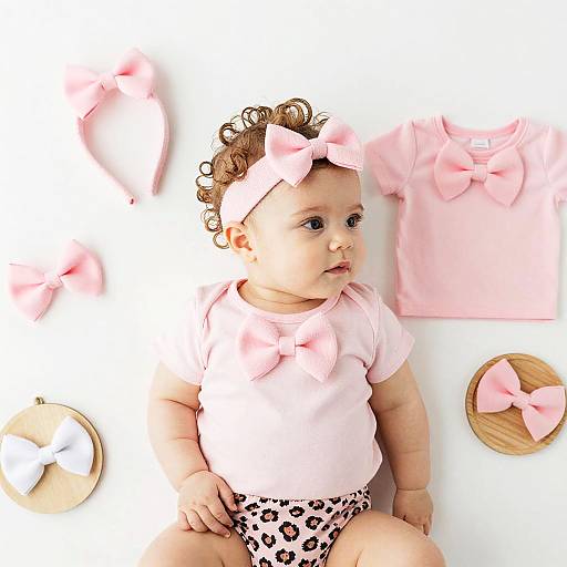 Adorable Baby in Pink Bow Outfit