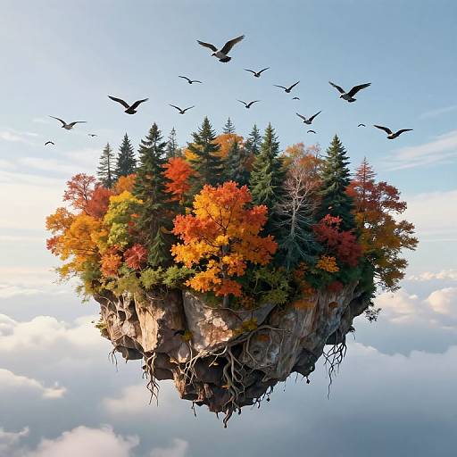Inverted Autumn Island in Sky
