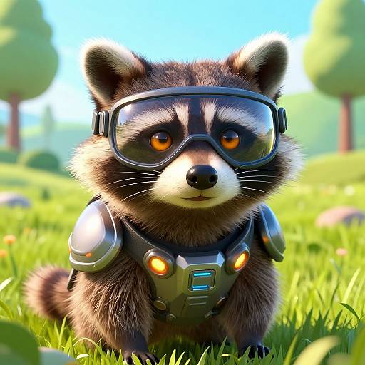 Hyperrealistic Sci-Fi Raccoon in Armor