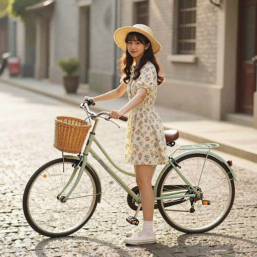 Cute Girl with Vintage Bicycle