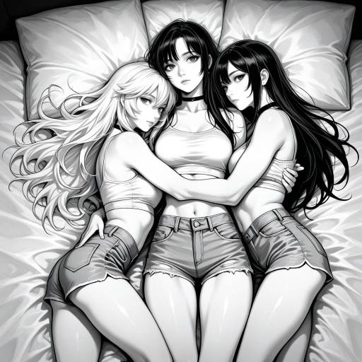 Monochrome Hugging Girls in Greyscale