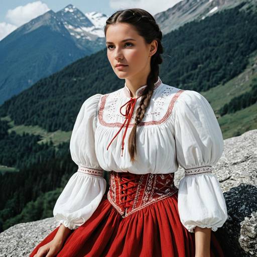Traditional Mountain Dress with Braided Hairstyle