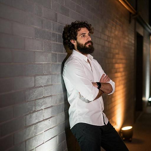 Bearded Man by Glowing Brick Wall