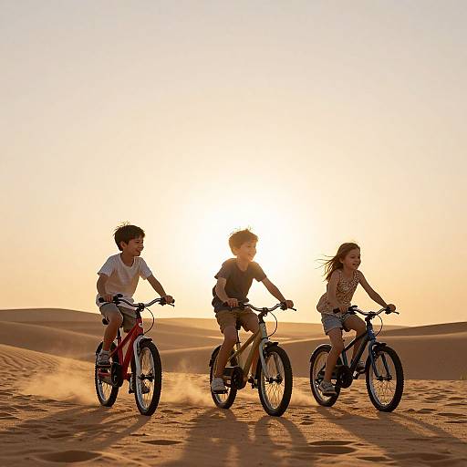 Children's Joyful Ride at Sunset