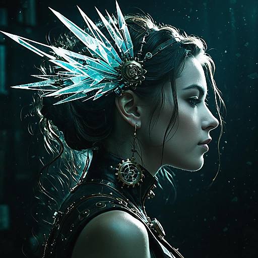Steampunk Woman with Crystalline Headpiece