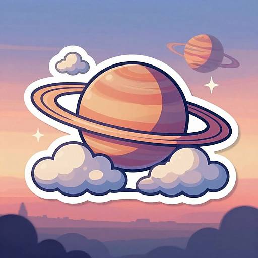 Lofi Sunset with Saturn Sticker