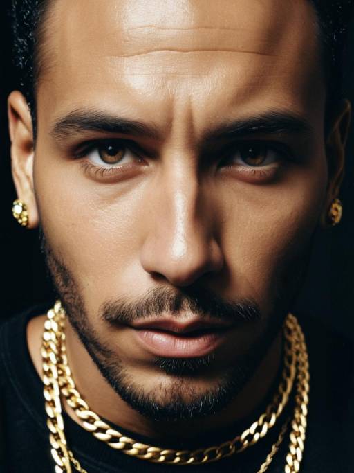 Elegant Man in Gold Jewelry Headshot