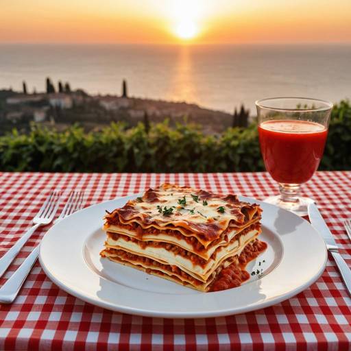 Italian Dinner Table Set at Sunset