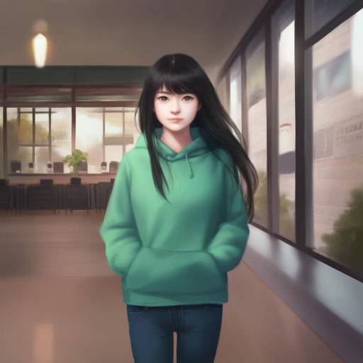 Young Woman in Hoodie at Coffee Shop