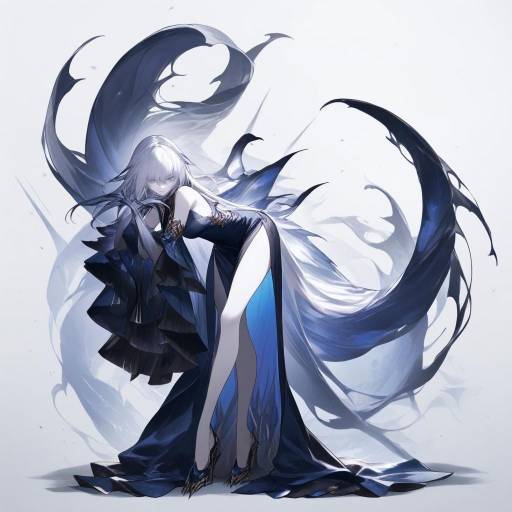 Elegant Shadow Figure in Faded Blue Dress