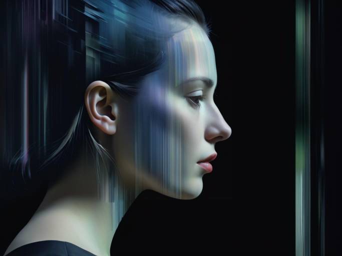 Glitched Profile of a Woman's Face