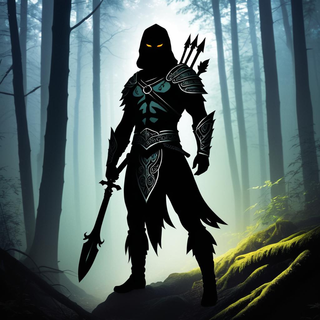 Mysterious Warrior in Enchanted Forest