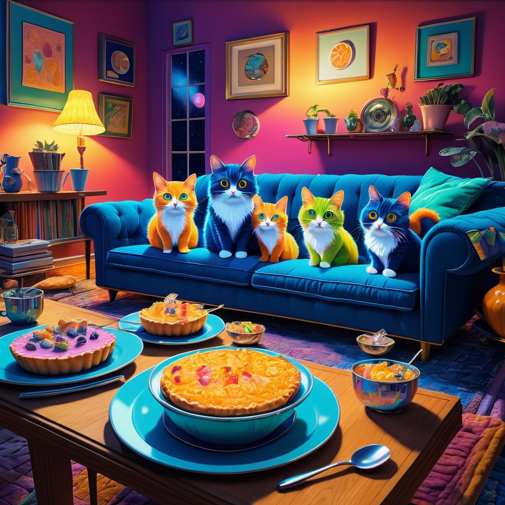 Quirky Cats Late-Night Snack Adventure