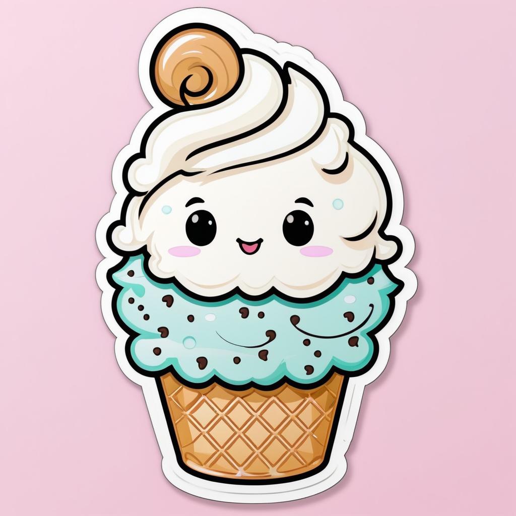 Kawaii Patina Ice Cream Character Sticker