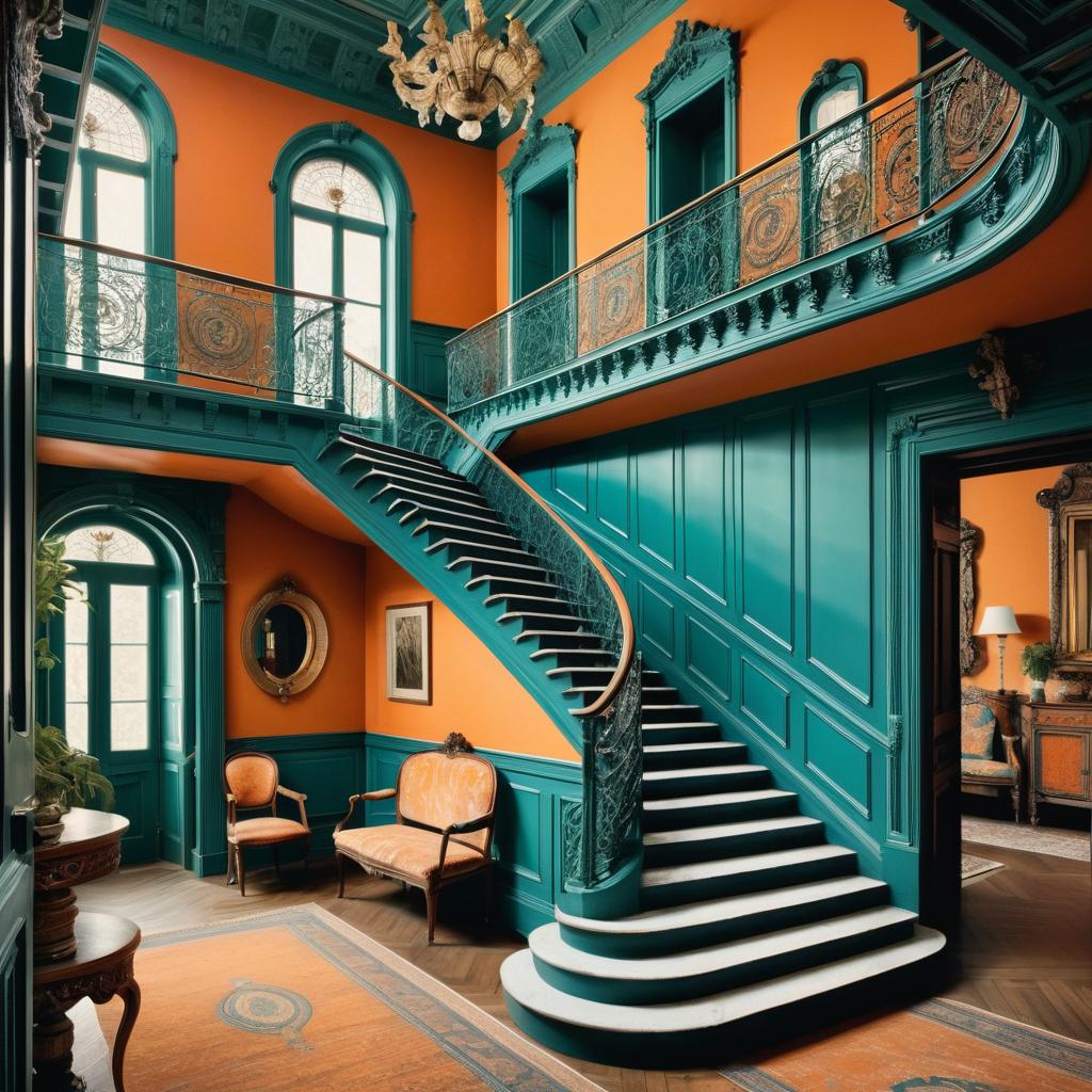 Ornate Staircase in Muted Colors