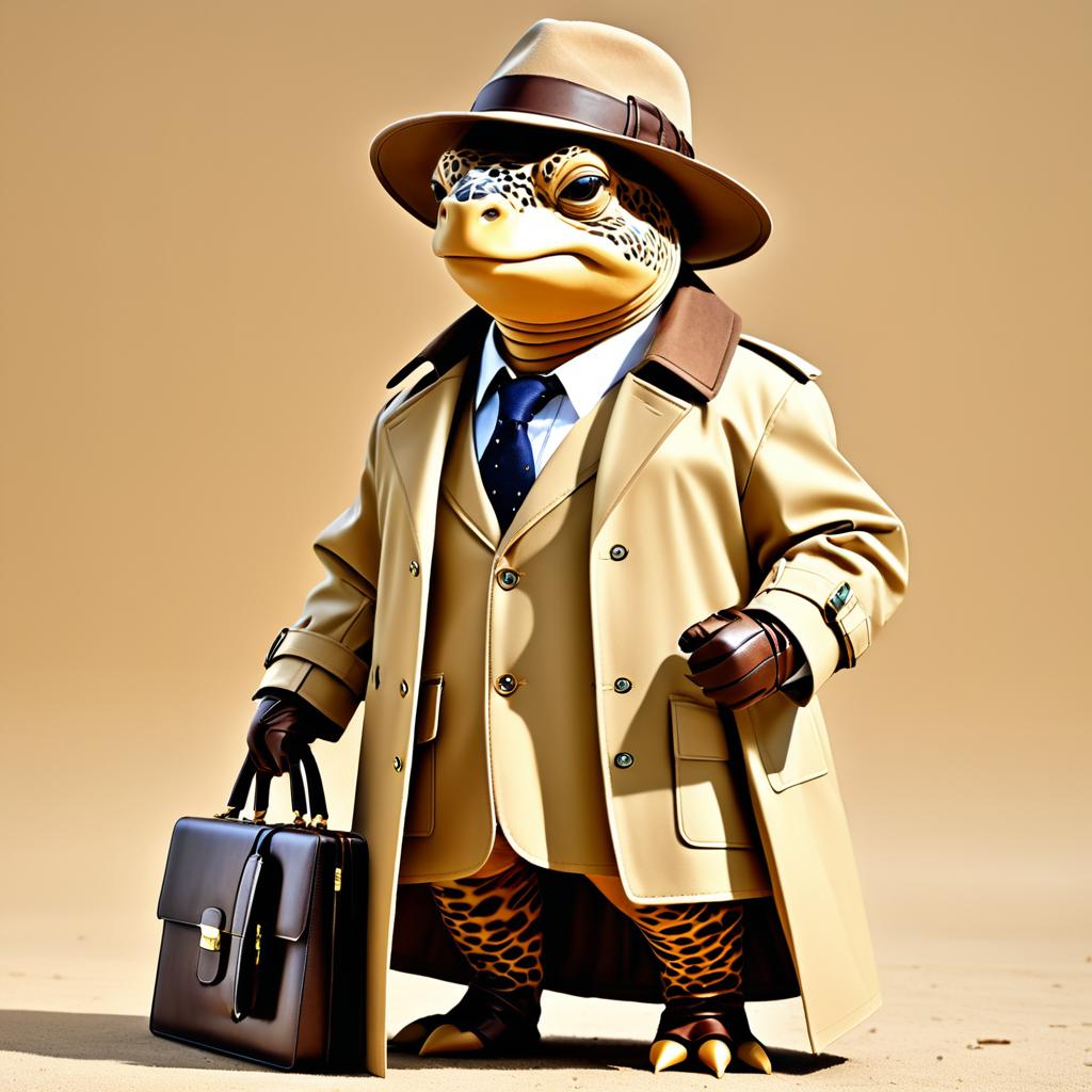 Stylish Tortoise in Classic Trench Coat