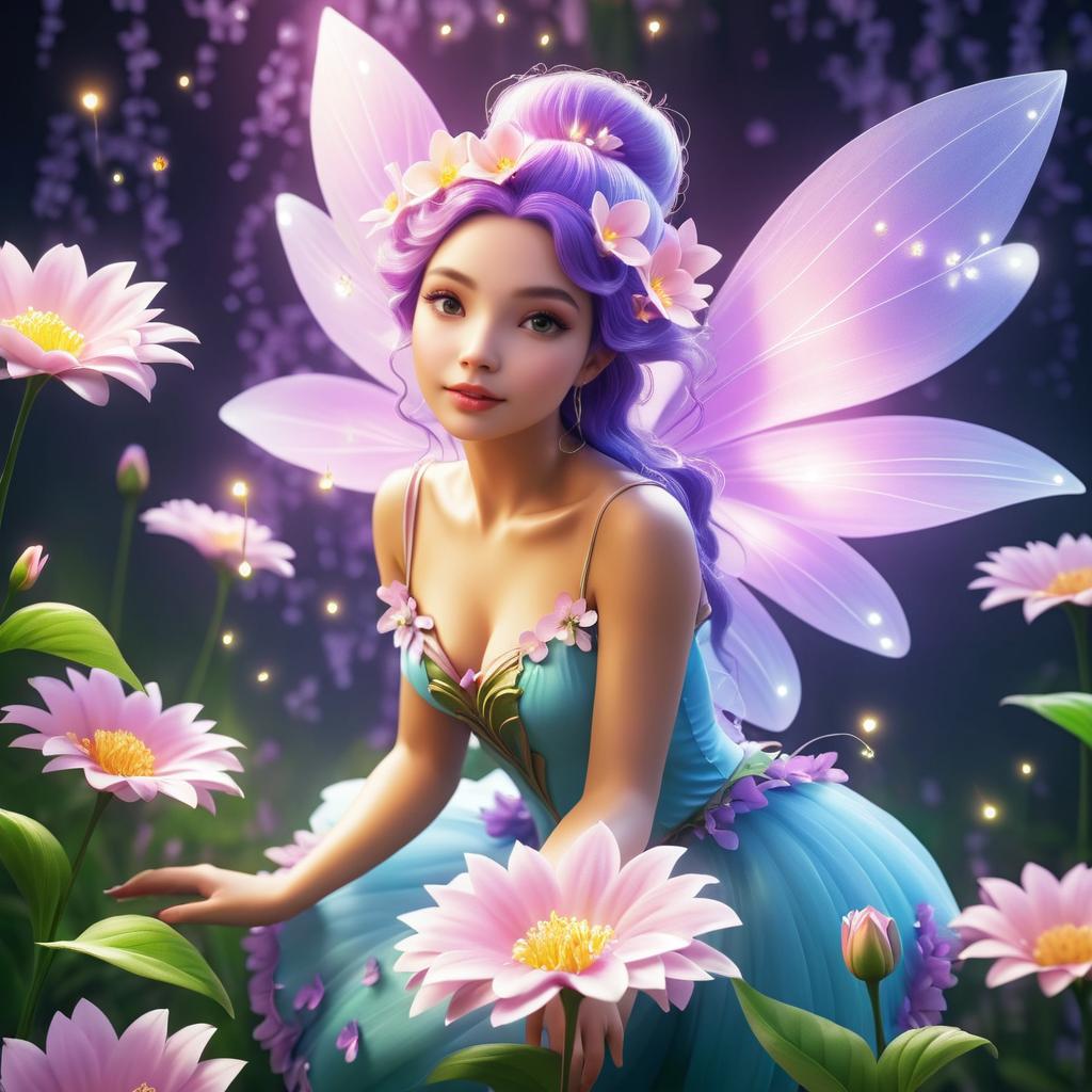 Enchanting Fairy Emerging from a Blooming Flower