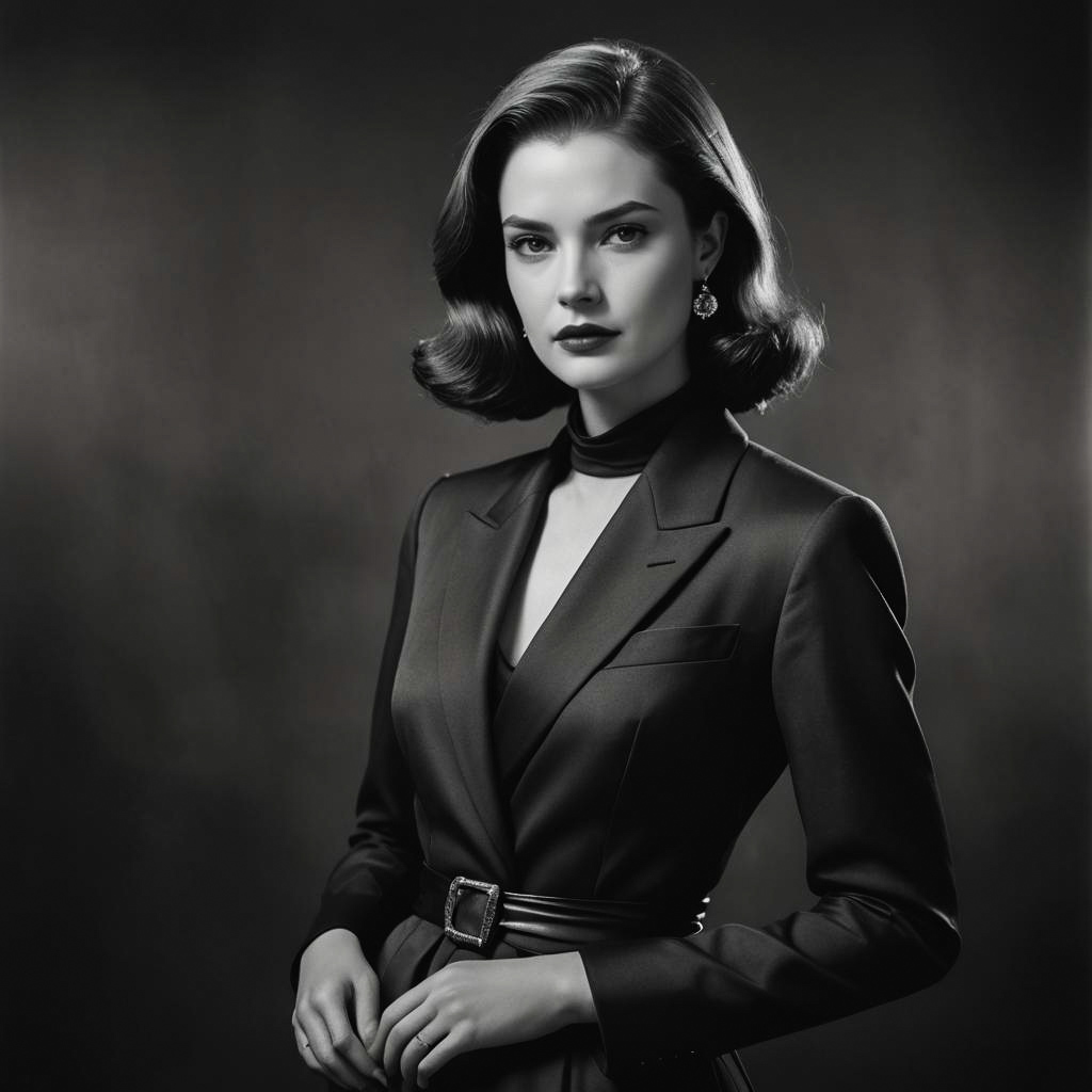 Elegant Vintage Portrait in Charcoal Studio