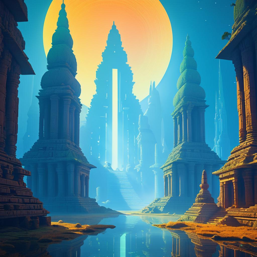 Misty Ancient Temple Ruins Fantasy