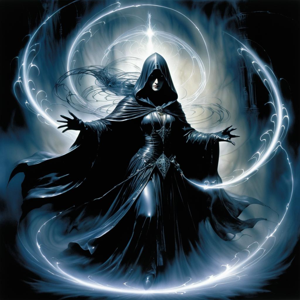 Mysterious Hooded Phantom in Dark Chamber