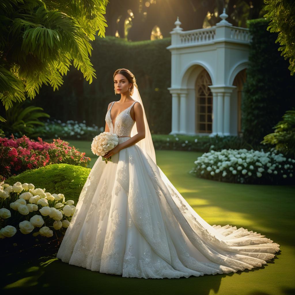 Elegant Bride Portrait in Garden Setting