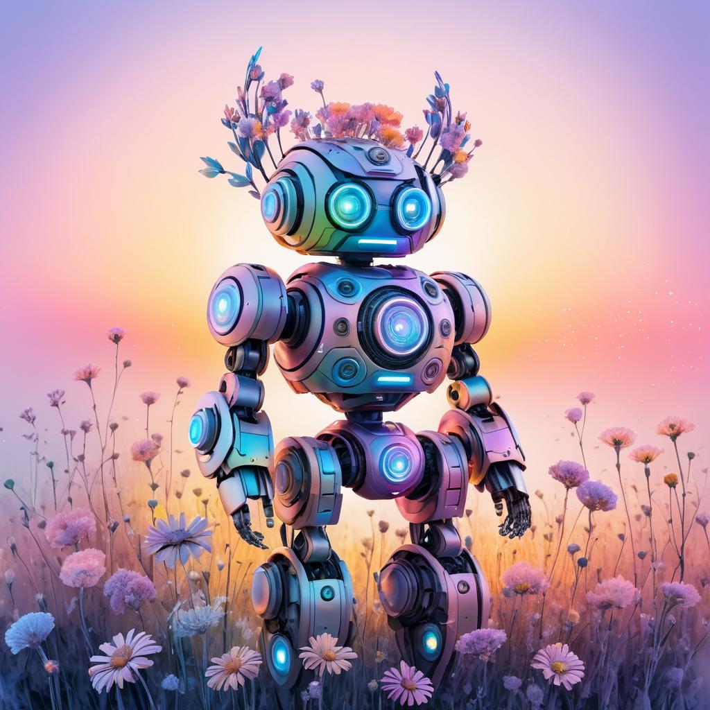 Ethereal Floral Robot at Sunset